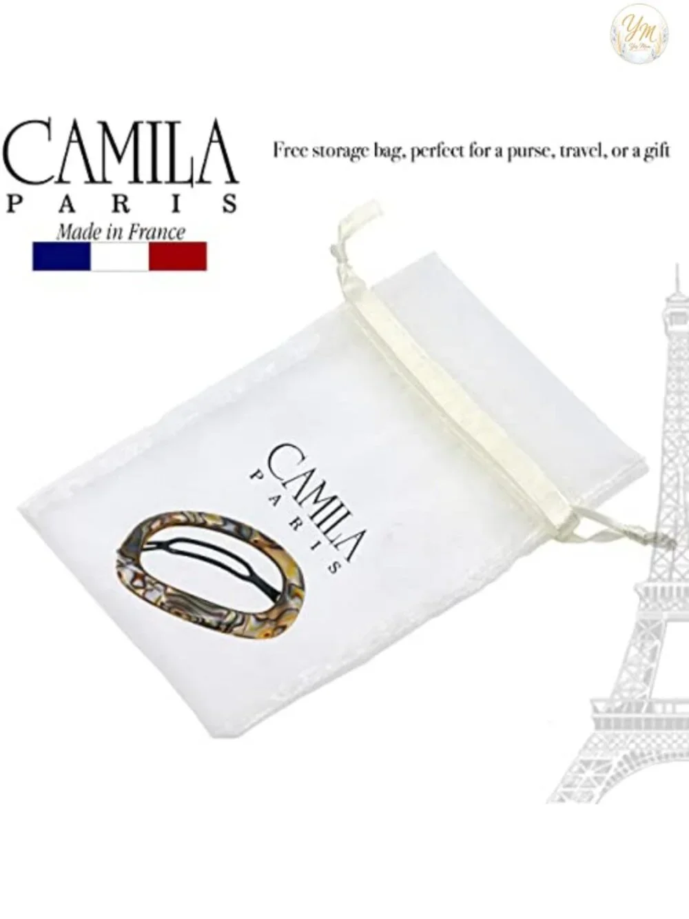 Handmade French Hair Barrette Clip for Women, Metal-Free Strong Hold Grip,